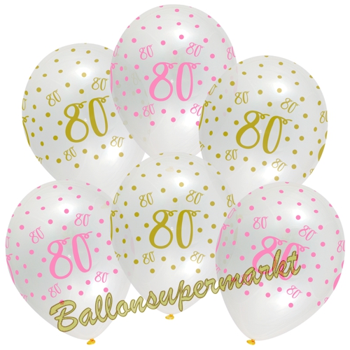 Luftballons-Pink-Chic-80-Latexballons-zum-80.-Geburtstag-Dekoration-Partydeko-6-Stueck