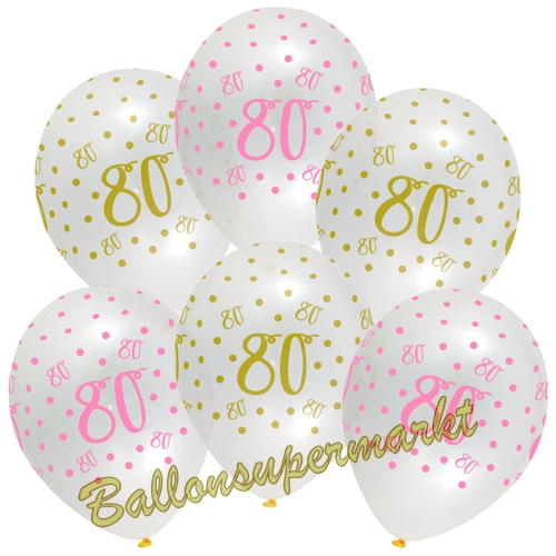 Luftballons-Pink-Chic-80-Latexballons-zum-80.-Geburtstag-Dekoration-Partydeko-6-Stueck