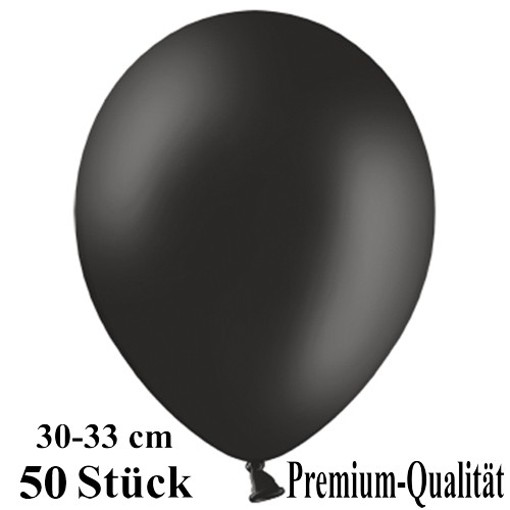 Luftballons-Premium-30-33-cm-schwarz-Latexballons-50-Stueck
