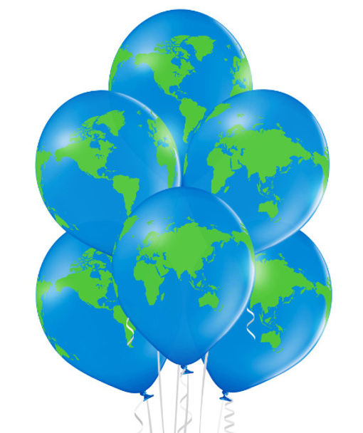 Luftballons, Weltkugel,Kontinente