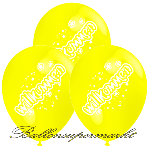 Luftballons-Willkommen-gelb-3-Stueck