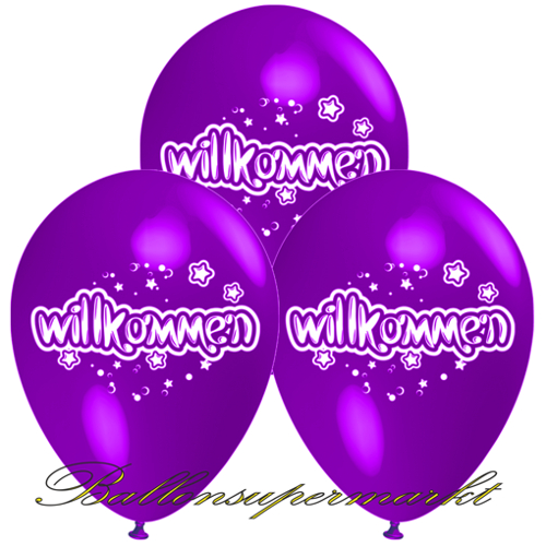 Luftballons-Willkommen-violett-3-Stueck