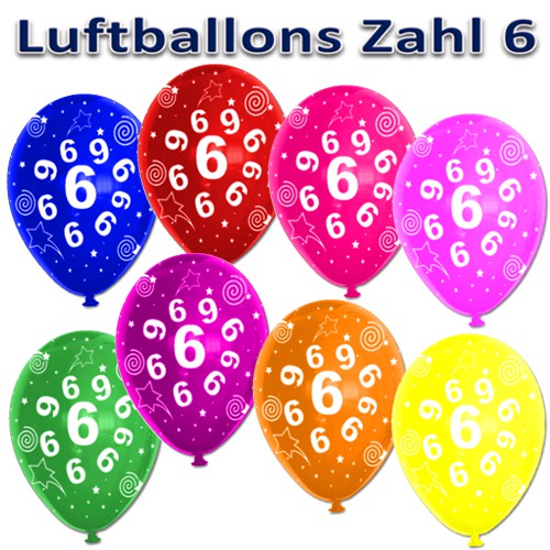 Luftballons-Zahl-6-zum-6.-Geburtstag-6-Stueck-bunte-Latexballons