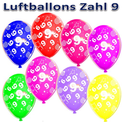 Luftballons-Zahl-9-zum-9.-Geburtstag-6-Stueck-bunte-Latexballons