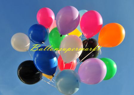 Luftballons mit 30 cm Durchmesser, bunte Latexballons, Ballons mit Ballongas Helium in einer Ballontraube