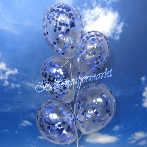 Luftballons-mit-Konfetti-Blau-Dekoration-Party-Fest-Hochzeit-Silvester-Geburt-Taufe