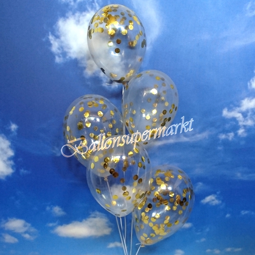 Luftballons-mit-Konfetti-Gold-Dekoration-Party-Fest-Hochzeit-Silvester-Goldhochzeit-Geburt-Taufe