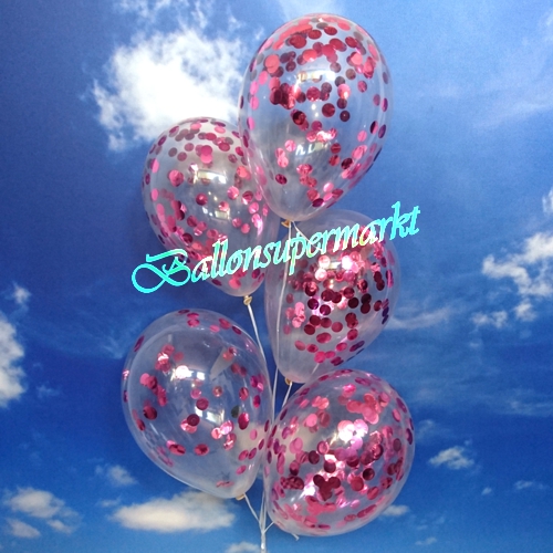 Luftballons-mit-Konfetti-Pink-Dekoration-Party-Fest-Hochzeit-Silvester-Geburt-Taufe