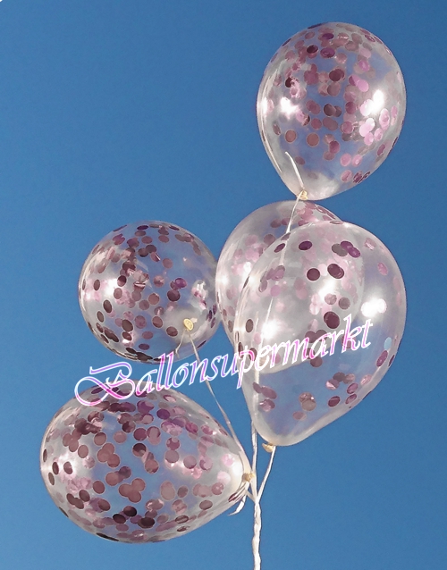 Luftballons-mit-Konfetti-Rosa-Dekoration-Party-Fest-Hochzeit-Silvester