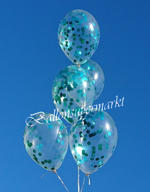 Luftballons-mit-Konfetti-Tuerkis-Dekoration-Party-Fest-Hochzeit-Silvester