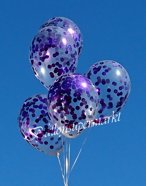 Luftballons-mit-Konfetti-Violett-Dekoration-Party-Fest-Hochzeit-Silvester