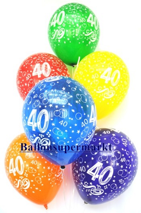 Luftballons mit der Zahl 40, 10 Stück