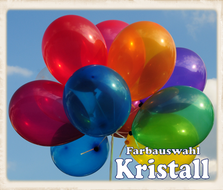 Luftballons steigen lassen, 100 Luftballons in Kristallfarben, Helium-Set Komplett