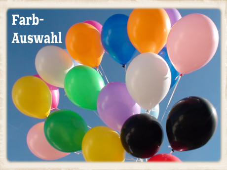 Luftballons steigen lassen, 100 Luftballons mit Farbauswahl, 10 Liter Helium Ballongas, Komplett-Set