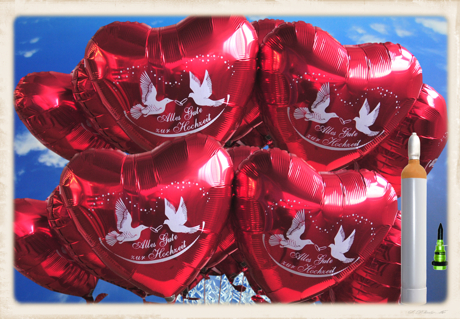 Luftballons zur Hochzeit, 100 rote Herzluftballons aus Folie, Ballons Helium Maxi Set