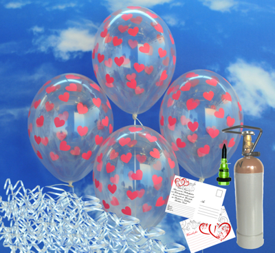 Luftballons-zur-Hochzeit-steigen-lassen-50-transparente-Luftballons-mit roten-Herzen-Helium-Ballongas-Set