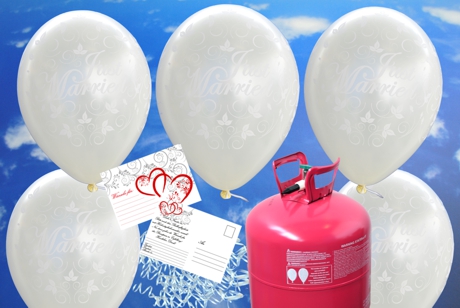 Luftballons-zur-Hochzeit-steigen-lassen-Just-Married-Rund-Luftballons-Elfenbein-Helium-Einweg-Set-mit-Ballonflugkarten