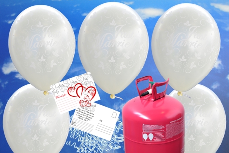 Luftballons-zur-Hochzeit-steigen-lassen-Just-Married-Rund-Luftballons-Elfenbein-Helium-Einweg-Set-mit-Ballonflugkarten