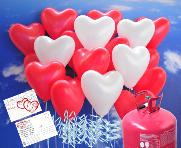 Luftballons-zur-Hochzeit-steigen-lassen-rot-weisse-Herzluftballons-Helium-Set-inklusive-Ballonflugkarten