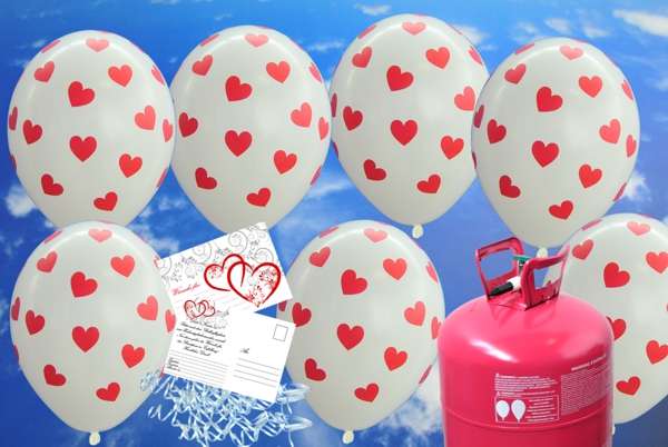 Luftballons-zur-Hochzeit-steigen-lassen-weisse-Luftballons-mit-roten-Herzen-Helium-Einweg-Set-mit-Ballonflugkarten