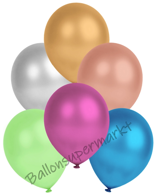 Metallic-Luftballons-Bunt-gemischt-25-28-cm-Ballons-aus-Natur-Latex-zur-Dekoration