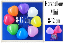 Mini Herzluftballons 8-12 cm