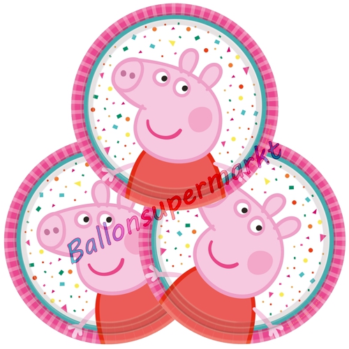 Mini-Partyteller-Peppa-Wutz-Partydekoration-Tischdeko-zum-Kindergeburtstag-Peppa-Pig-Pappteller