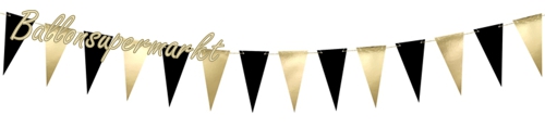 Mini-Wimpelkette-Gold-Schwarz-Silvesterdekoration-Girlande-zu-Neujahr
