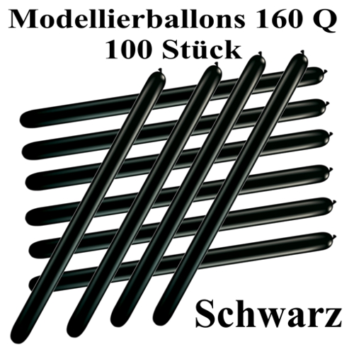 Modellierballons Qualatex, 160 Q, schwarz, 100 Stück