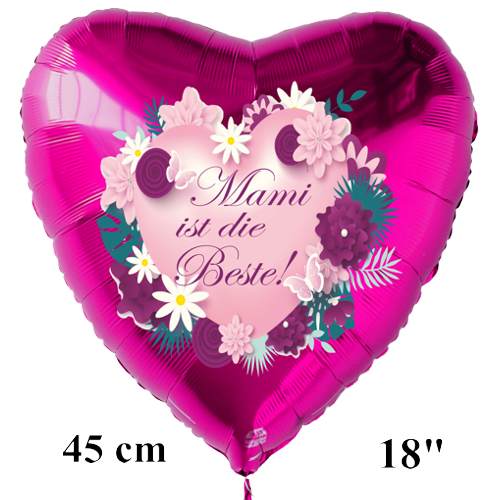 Muttertag-Herzluftballon-Pink-45-cm-Mami-ist-die-Beste-inklusive-Ballongas