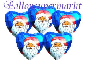 Nikolausballons, Luftballons zu Weihnachten, Weihnachtsmann-Luftballons, 5 Stück