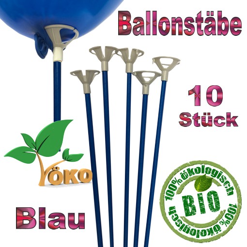 Öko-Ballonstäbe 10 Stück, blau