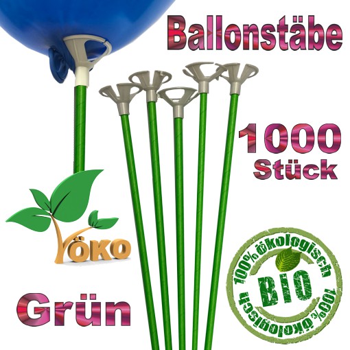 Öko-Ballonstäbe 1000 Stück, grün