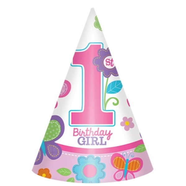Party-Huetchen-1st-Birthday-Girl-Partydekoration-zum-1-Kindergeburtstag-Sweet-Birthday-Maedchen