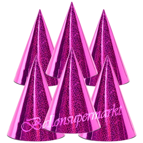 Party-Huetchen-Pink-holografisch-Partydekoration-Geburtstagsdeko