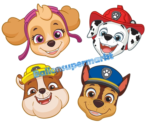 Party-Masken-Paw-Patrol-Kindergeburtstag-Dekoration-Chase-Marshall-Rubble-Skye