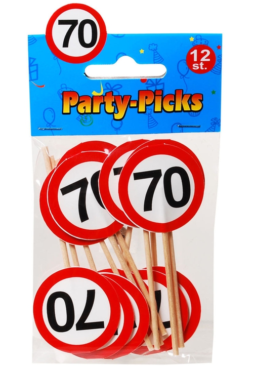 Party-Picker-Zahl-70-Verkehrsschilder-zum-70.-Geburtstag-Jubilaeum-Tischdekoration-Buffetdeko