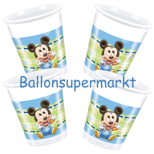 Partybecher-Baby-Micky-Maus-zum-1-Kindergeburtstag-Disney-Tischdekoration