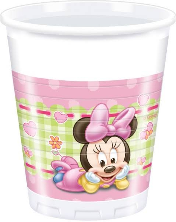 Partybecher-Baby-Minnie-Maus-1-Kindergeburtstag-Disney-Tischdekoration
