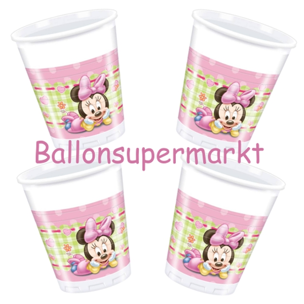 Partybecher-Baby-Minnie-Maus-zum-1-Kindergeburtstag-Disney-Tischdekoration