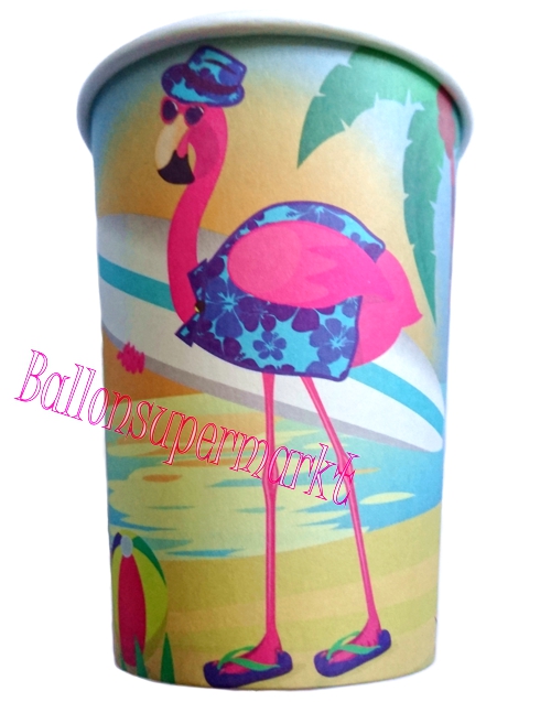 Partybecher-Flamingo-Partydeko-Tischdekoration-Mottoparty-Flamingo-Hawaii-tropisch-Geburtstag