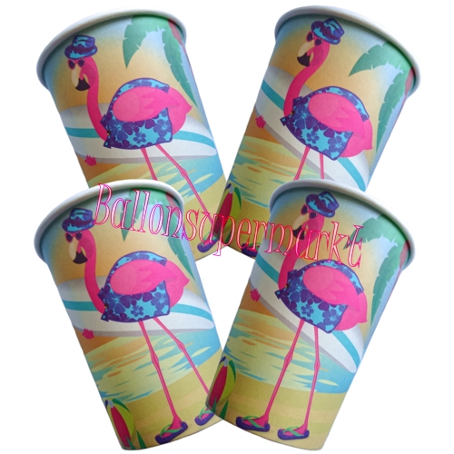 Partybecher-Flamingo-Partydeko-Tischdekoration-Mottoparty-Flamingo-Hawaii-tropisch