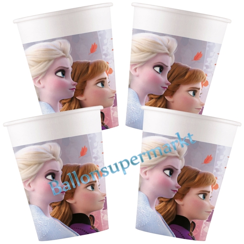 Partybecher-Frozen-2-Pappe-Partydekoration-Kindergeburtstag-Eiskoenigin-2-Tischdeko-Disney