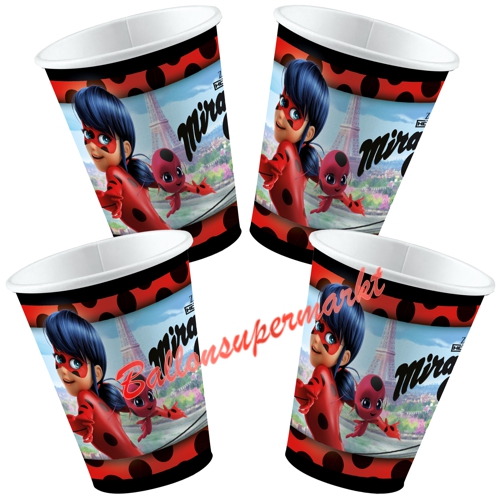 Partybecher-Miraculous-Ladybug-Partydekoration-Kindergeburtstag-Marinette-Tischdeko