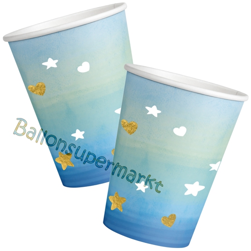 Partybecher-Oh-Baby-Boy-Tischdekoration-zu-Geburt-Taufe-Babyparty-Junge-Partydeko