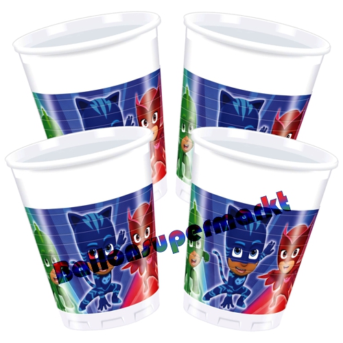 Partybecher-PJ-Masks-Partydekoration-Kindergeburtstag-Pyjamahelden-Tischdeko