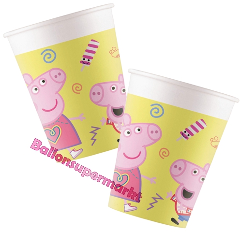 Partybecher-Peppa-Wutz-Partydekoration-Kindergeburtstag-Peppa-Pig-Tischdeko-Schorsch-Luzie