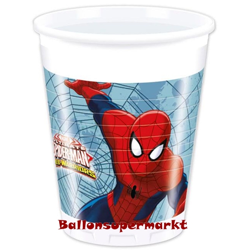 Partybecher-Spider-Man-Web-Warriors-Dekoration-Spiderman-Kindergeburtstag-Marvel-Superheld-Spinne