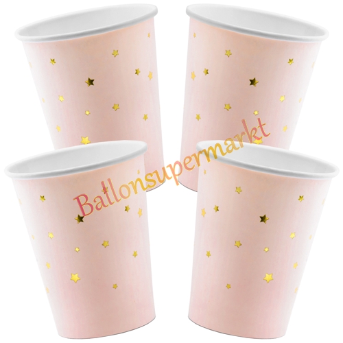 Partybecher-Sterne-Rosa-Partydeko-Geburtstag-Dekoration-Babyparty-Party-Fest-Feier-Tischdeko