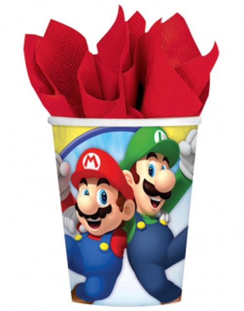 Partybecher-Super-Mario-Partydekoration-Kindergeburtstag-Nintendo-Tischdeko-Mario